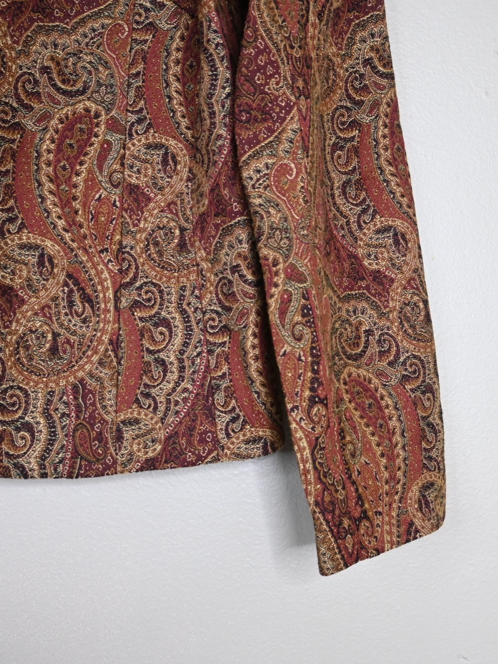 Le Suit Women's 8 Rust Gold Tapestry Paisley Print Three Button Blazer - Picture 5 of 8